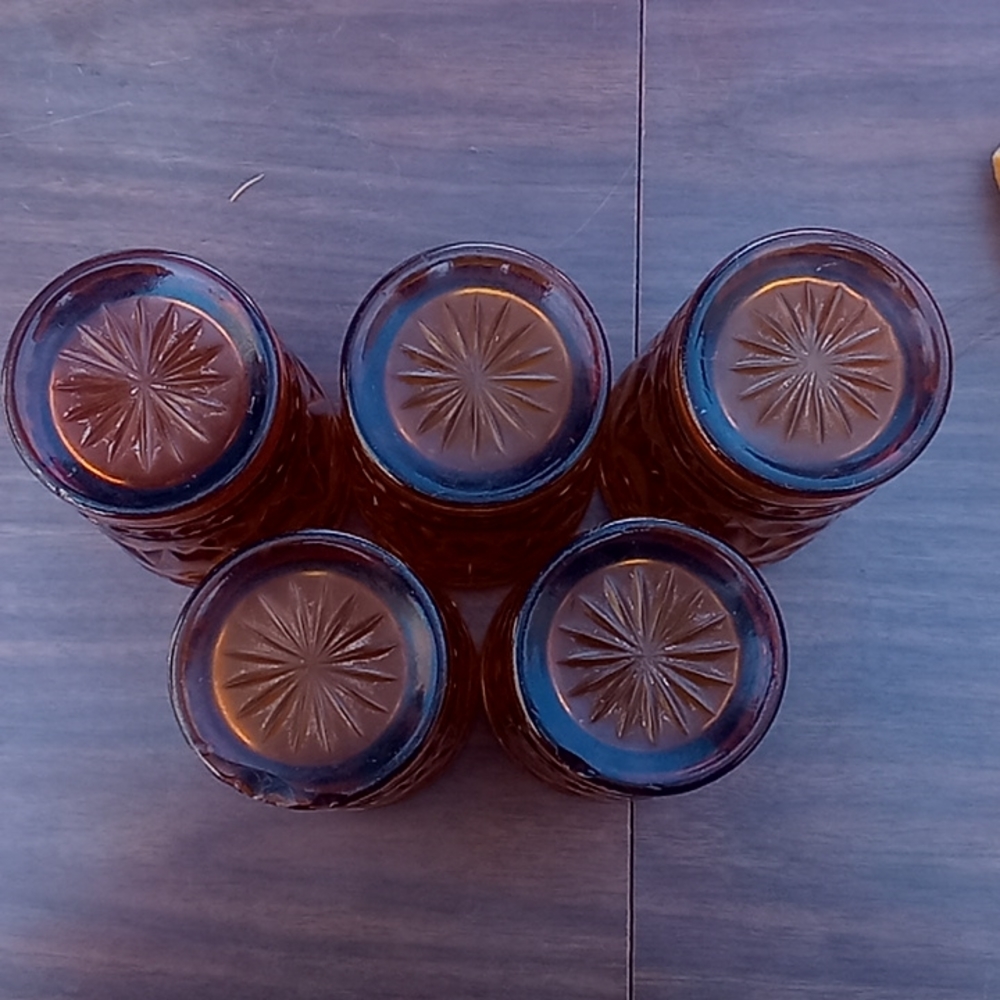 Antique Amber Glass Tumbler Set of Five - Picture 4 of 5